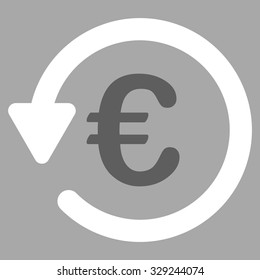 Euro Rebate vector icon. Style is bicolor flat symbol, dark gray and white colors, rounded angles, silver background.
