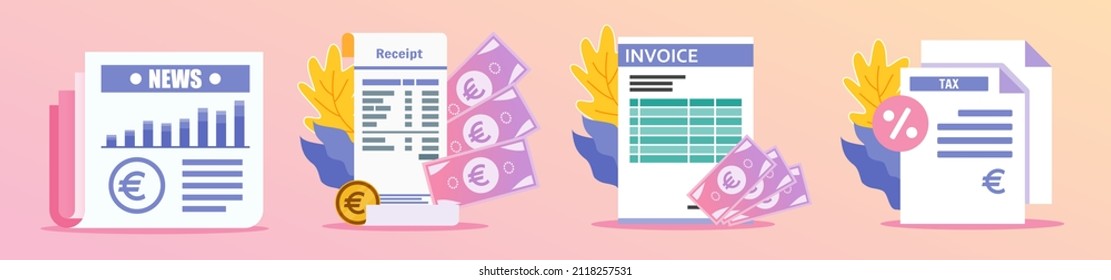 Euro Receipt and Documents Illustration