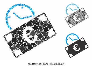 Euro recurring payment mosaic of rugged pieces in variable sizes and shades, based on Euro recurring payment icon. Vector rugged pieces are composed into mosaic.