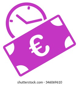 Euro Recurring Payment vector icon. Style is flat symbol, violet color, rounded angles, white background.
