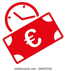 Euro Recurring Payment vector icon. Style is flat symbol, red color, rounded angles, white background.