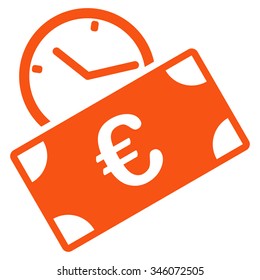 Euro Recurring Payment vector icon. Style is flat symbol, orange color, rounded angles, white background.