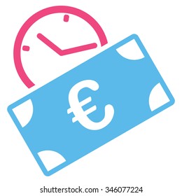 Euro Recurring Payment vector icon. Style is bicolor flat symbol, pink and blue colors, rounded angles, white background.