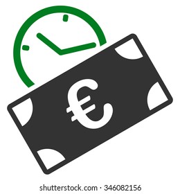 Euro Recurring Payment vector icon. Style is bicolor flat symbol, green and gray colors, rounded angles, white background.
