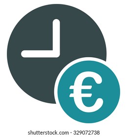 Euro Recurring Payments vector icon. Style is bicolor flat symbol, soft blue colors, rounded angles, white background.