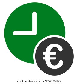 Euro Recurring Payments vector icon. Style is bicolor flat symbol, green and gray colors, rounded angles, white background.