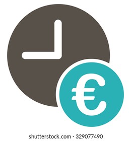 Euro Recurring Payments vector icon. Style is bicolor flat symbol, grey and cyan colors, rounded angles, white background.