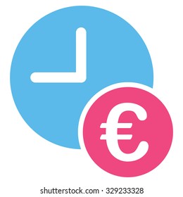 Euro Recurring Payments vector icon. Style is bicolor flat symbol, pink and blue colors, rounded angles, white background.
