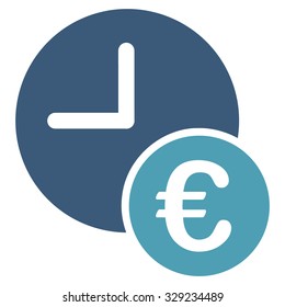 Euro Recurring Payments vector icon. Style is bicolor flat symbol, cyan and blue colors, rounded angles, white background.