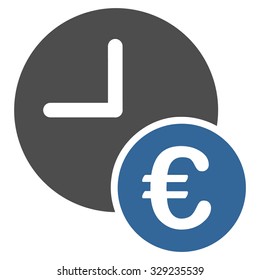 Euro Recurring Payments vector icon. Style is bicolor flat symbol, cobalt and gray colors, rounded angles, white background.
