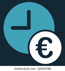 Euro Recurring Payments vector icon. Style is bicolor flat symbol, blue and white colors, rounded angles, dark blue background.