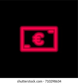 Euro red glowing neon ui ux icon. Glowing sign logo vector