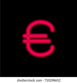 Euro red glowing neon ui ux icon. Glowing sign logo vector