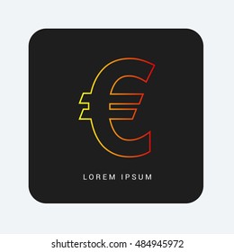 Euro Red & Orange gradient attractive line thin icon / logo design