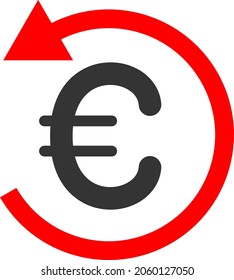 Ilustración vectorial Euro Reembolso. Un diseño de ilustración plana del icono de la devolución del euro sobre un fondo blanco.