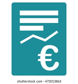 Euro Report icon. Vector style is flat iconic symbol with rounded angles, soft blue color, white background.