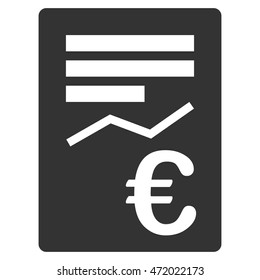 Euro Report icon. Vector style is flat iconic symbol with rounded angles, gray color, white background.