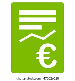 Euro Report icon. Vector style is flat iconic symbol with rounded angles, eco green color, white background.