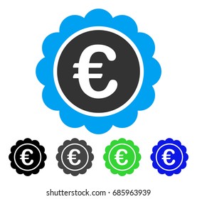 Euro Reward Seal flat vector icon. Colored euro reward seal gray, black, blue, green icon versions. Flat icon style for application design.
