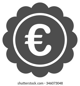 Euro Reward Seal vector icon. Style is flat symbol, gray color, rounded angles, white background.
