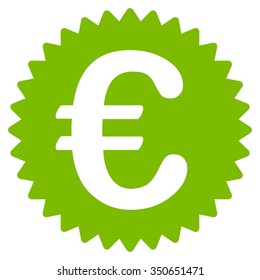 Euro Reward Seal vector icon. Style is flat symbol, eco green color, rounded angles, white background.