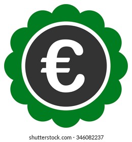 Euro Reward Stamp vector icon. Style is bicolor flat symbol, green and gray colors, rounded angles, white background.