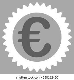 Euro Reward Stamp vector icon. Style is bicolor flat symbol, dark gray and white colors, rounded angles, silver background.