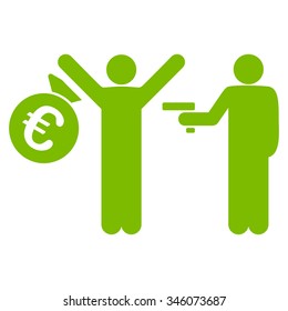 Euro Robbery vector icon. Style is flat symbol, eco green color, rounded angles, white background.