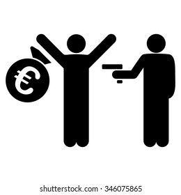Euro Robbery vector icon. Style is flat symbol, black color, rounded angles, white background.