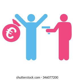 Euro Robbery vector icon. Style is bicolor flat symbol, pink and blue colors, rounded angles, white background.