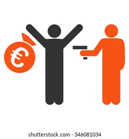 Euro Robbery vector icon. Style is bicolor flat symbol, orange and gray colors, rounded angles, white background.