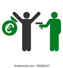 Euro Robbery vector icon. Style is bicolor flat symbol, green and gray colors, rounded angles, white background.