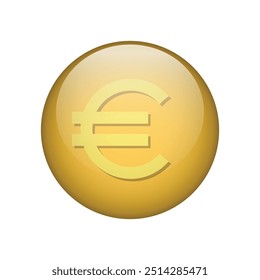 Euro Round Icon Sign Isolated Background. Vector Illustration