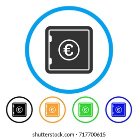 Euro Safe icon. Vector illustration style is a flat iconic euro safe grey rounded symbol inside light blue circle with black, green, blue, yellow color variants.