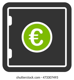 Euro Safe icon. Vector style is bicolor flat iconic symbol with rounded angles, eco green and gray colors, white background.