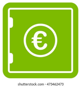 Euro Safe icon. Vector style is flat iconic symbol with rounded angles, eco green color, white background.