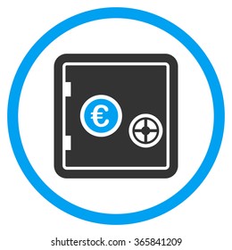 Euro Safe vector icon. Style is bicolor flat circled symbol, blue and gray colors, rounded angles, white background.