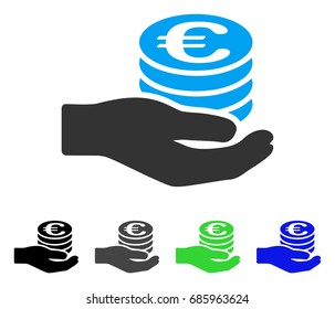 Euro Salary flat vector illustration. Colored euro salary gray, black, blue, green icon versions. Flat icon style for graphic design.