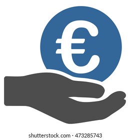 Euro Salary icon. Vector style is bicolor flat iconic symbol, cobalt and gray colors, white background.