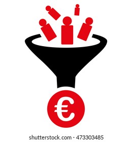 Euro Sale Conversion icon. Vector style is bicolor flat iconic symbol with rounded angles, intensive red and black colors, white background.