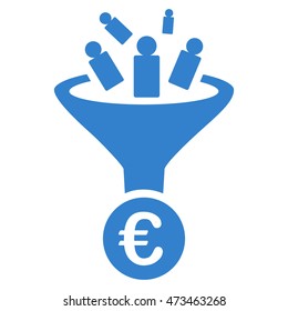 Euro Sale Conversion icon. Vector style is flat iconic symbol with rounded angles, cobalt color, white background.