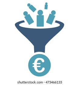 Euro Sale Conversion icon. Vector style is bicolor flat iconic symbol with rounded angles, cyan and blue colors, white background.