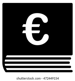Euro Sales Book icon. Vector style is flat iconic symbol with rounded angles, black color, white background.