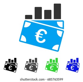 Euro Sales Chart flat vector pictogram. Colored Euro sales chart gray, black, blue, green icon versions. Flat icon style for web design.
