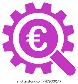 Euro Search Options icon. Vector style is flat iconic symbol with rounded angles, violet color, white background.