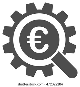 Euro Search Options icon. Vector style is flat iconic symbol with rounded angles, gray color, white background.