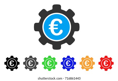 Euro Settings icon. Vector illustration style is a flat iconic euro settings symbol with black, gray, green, blue, red, orange color versions. Designed for web and software interfaces.