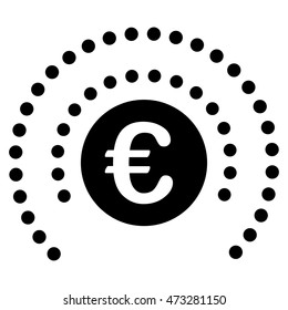 Euro Shield Sphere icon. Vector style is flat iconic symbol, black color, white background.