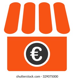 Euro Shop vector icon. Style is bicolor flat symbol, orange and gray colors, rounded angles, white background.