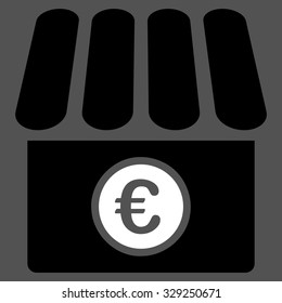 Euro Shop vector icon. Style is bicolor flat symbol, black and white colors, rounded angles, gray background.